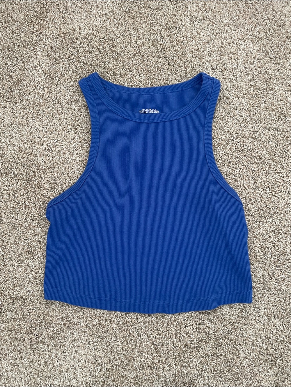 wild fable Blue Ribbed Cropped Tank